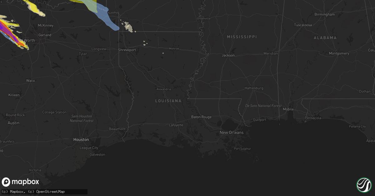 Hail map in Louisiana on May 7, 2020