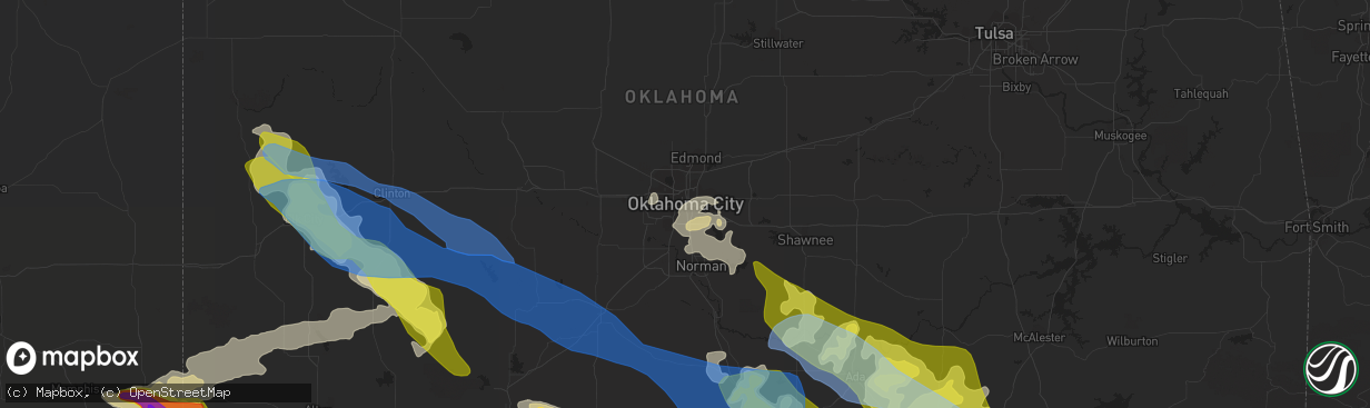 Hail map in Oklahoma City, OK on May 7, 2020