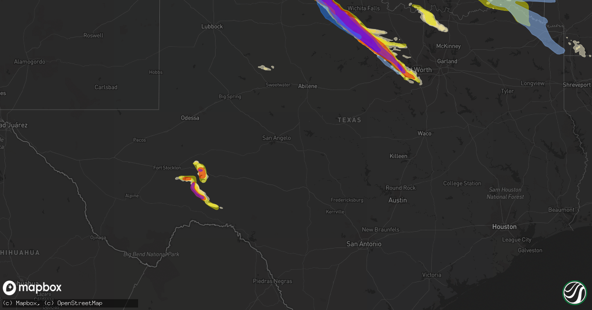 Hail map in Texas on May 7, 2020