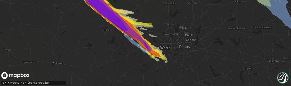 Hail map in Weatherford, TX on May 7, 2020