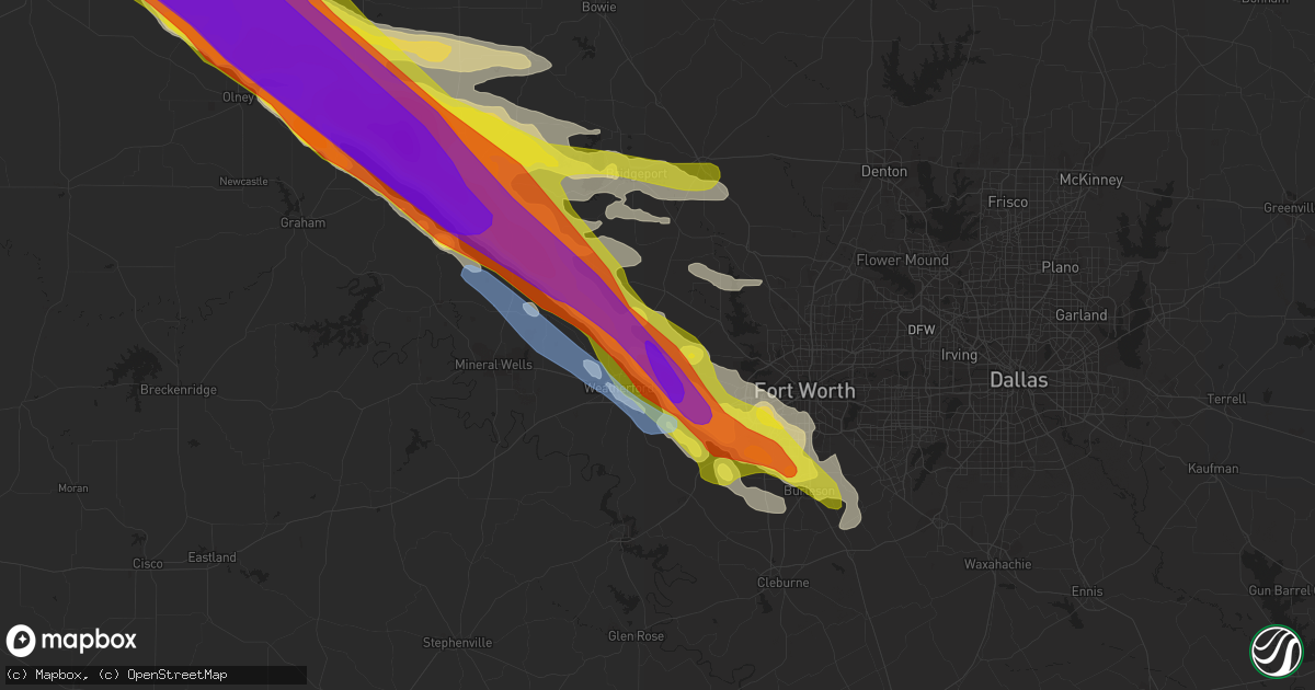 Hail map in Weatherford, TX on May 7, 2020