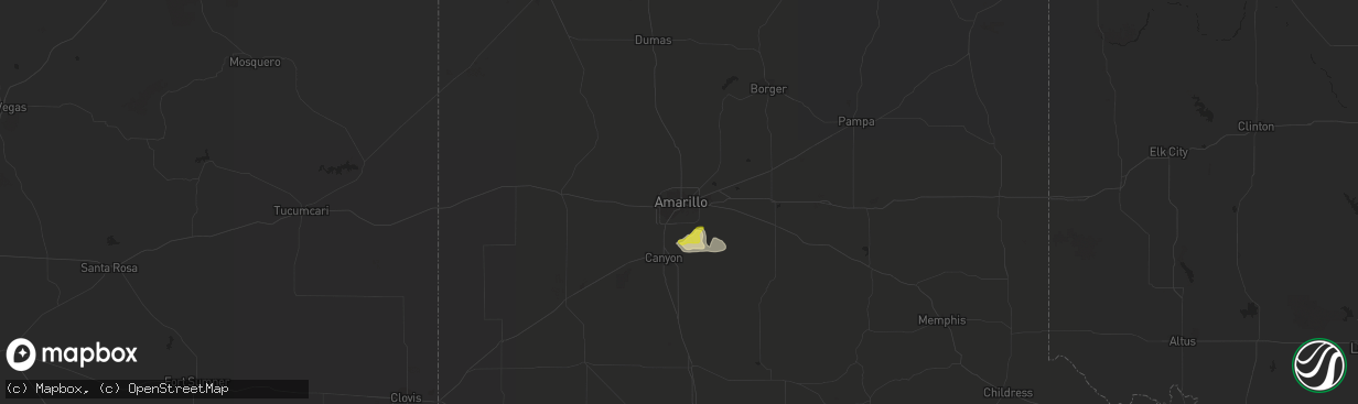 Hail map in Amarillo, TX on May 7, 2021