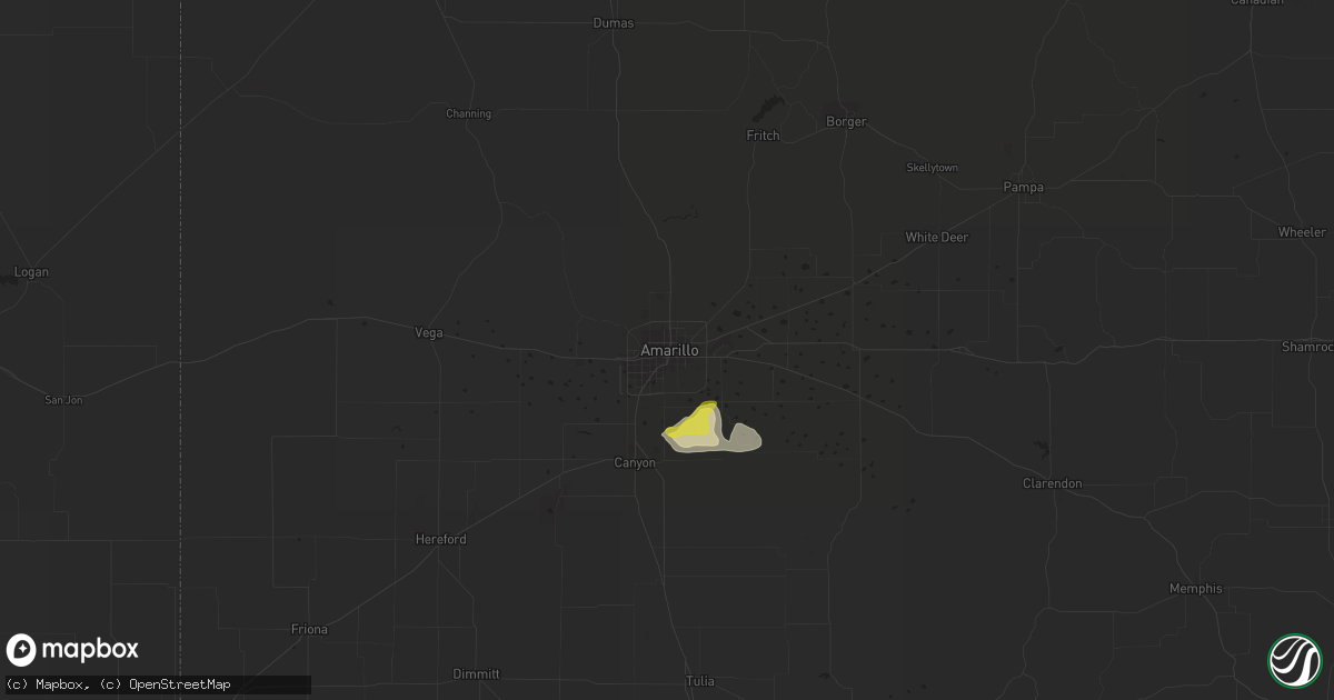 Hail map in Amarillo, TX on May 7, 2021
