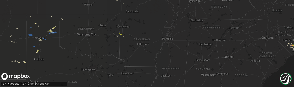 Hail map in Arkansas on May 7, 2021