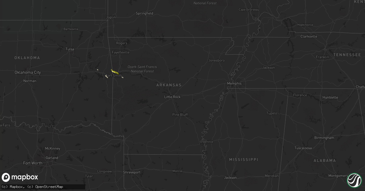 Hail map in Arkansas on May 7, 2021