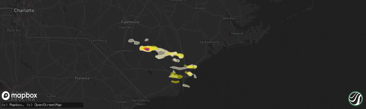 Hail map in Burgaw, NC on May 7, 2021