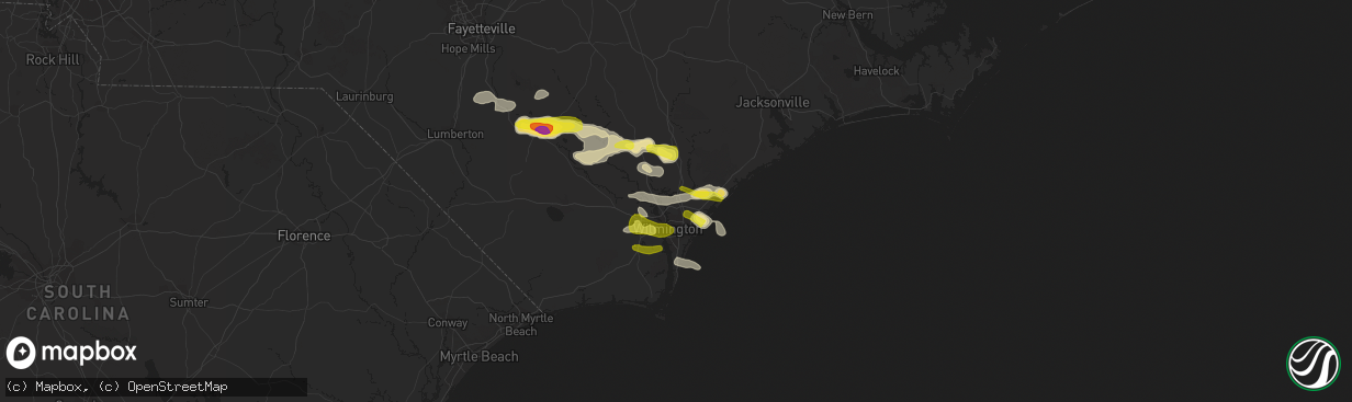 Hail map in Castle Hayne, NC on May 7, 2021