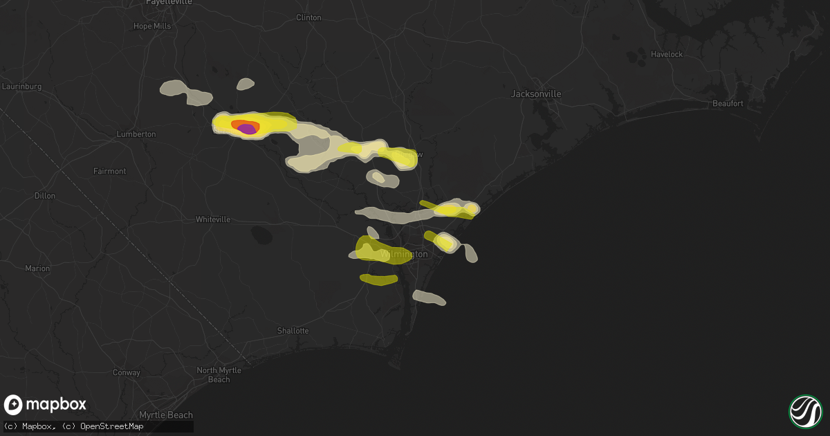 Hail map in Castle Hayne, NC on May 7, 2021