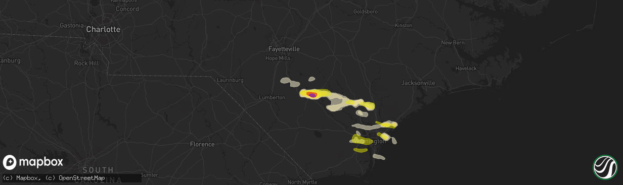 Hail map in Elizabethtown, NC on May 7, 2021