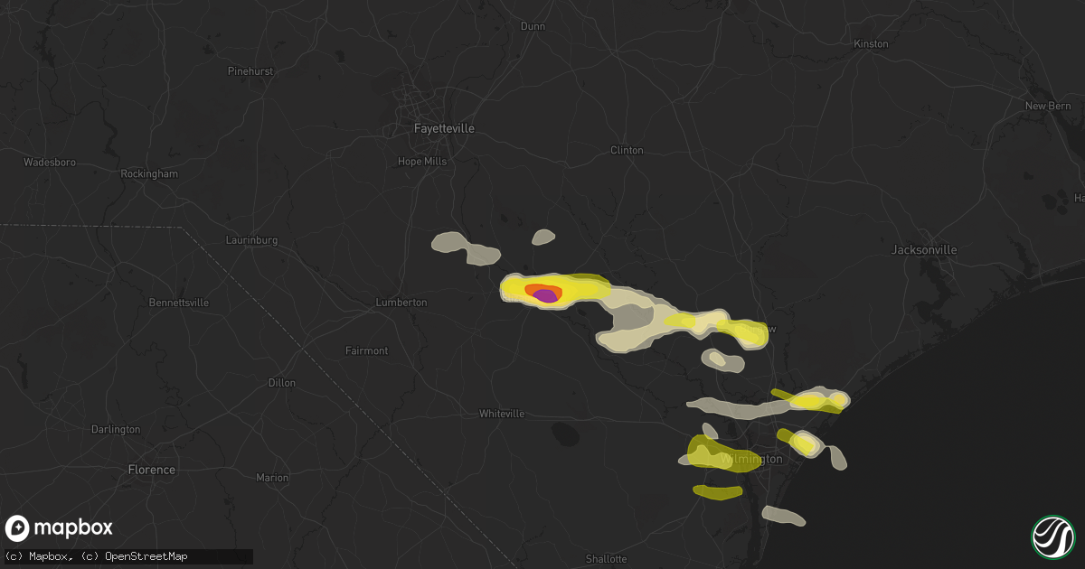 Hail map in Elizabethtown, NC on May 7, 2021