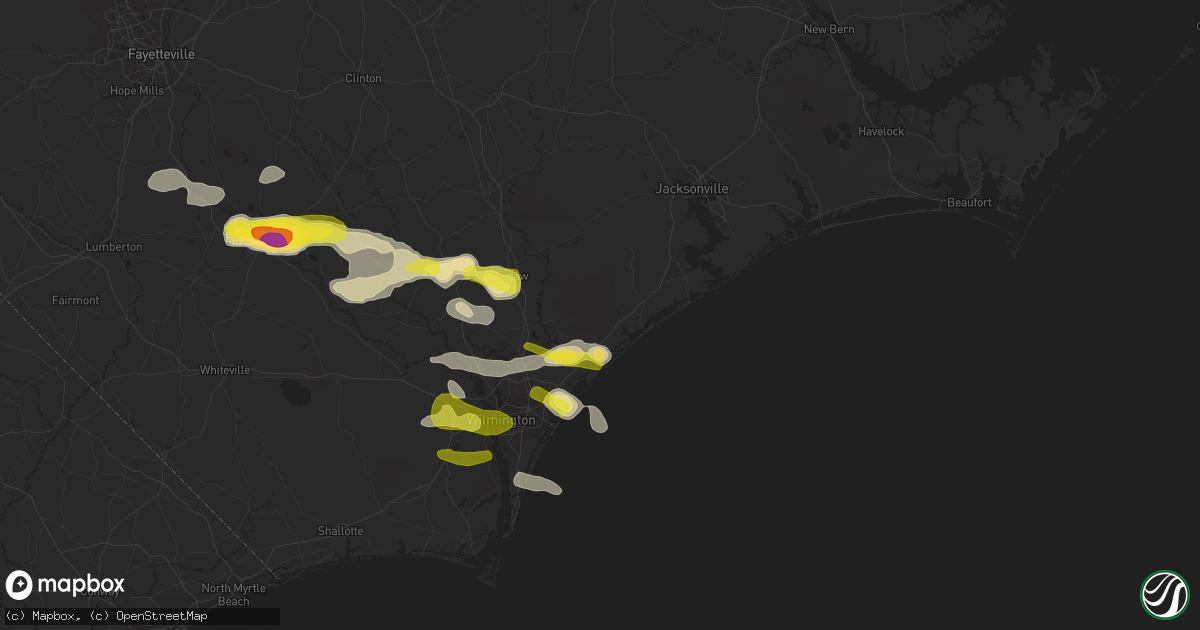 Hail map in Hampstead, NC on May 7, 2021