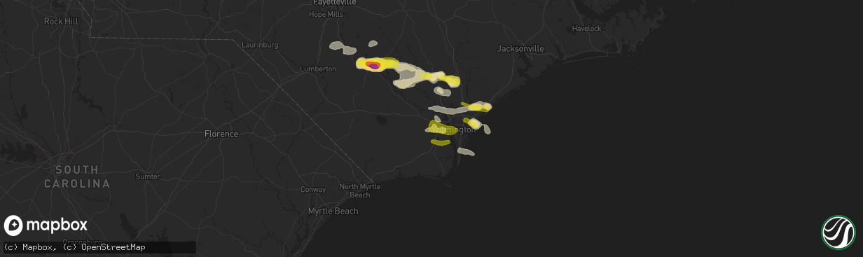 Hail map in Leland, NC on May 7, 2021