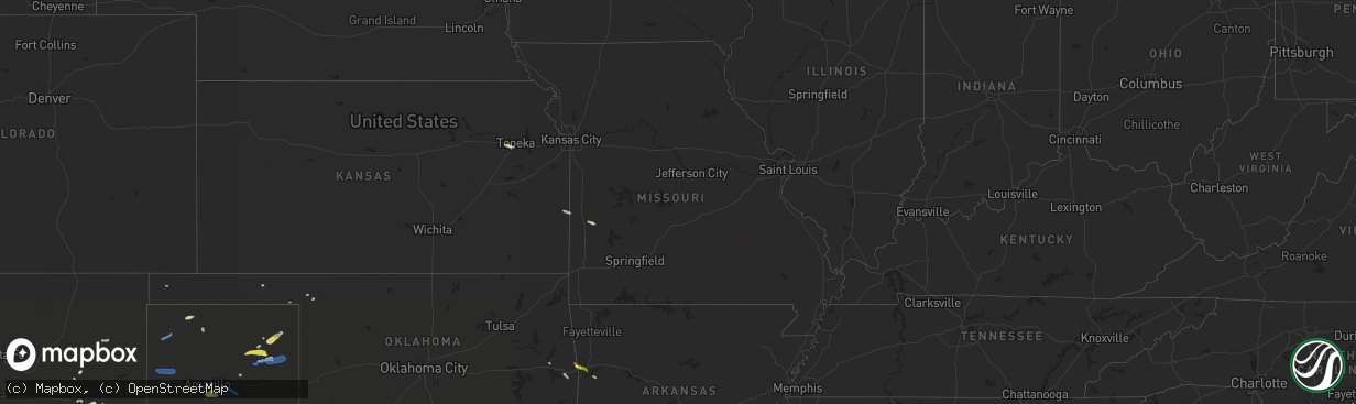 Hail map in Missouri on May 7, 2021