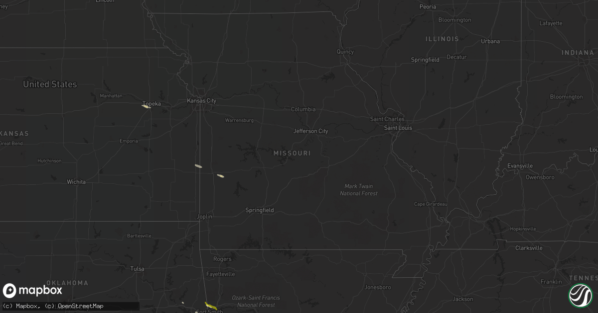 Hail map in Missouri on May 7, 2021