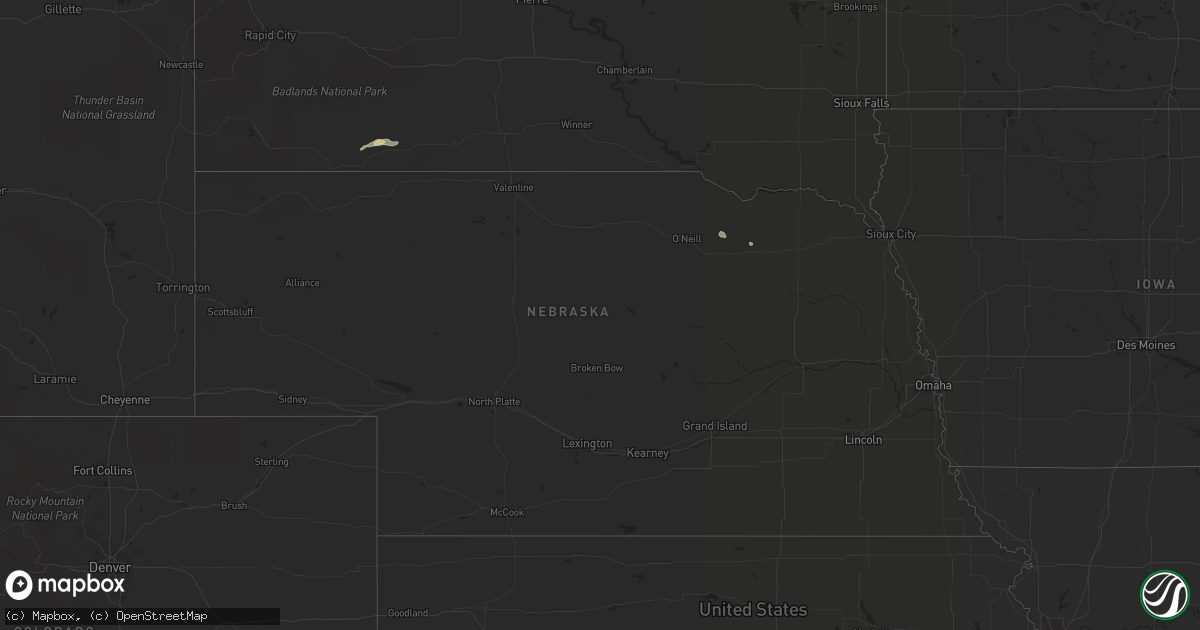 Hail map in Nebraska on May 7, 2021