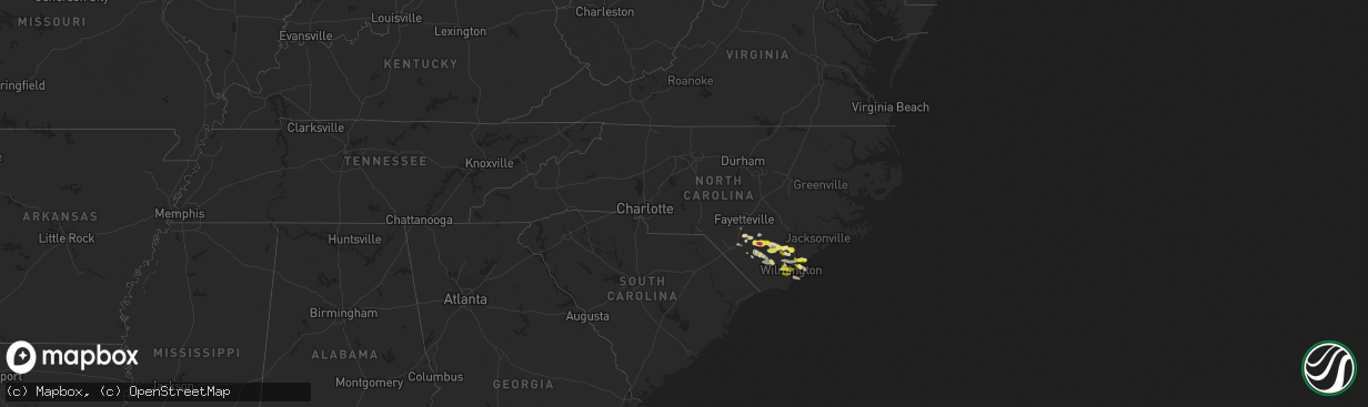 Hail map in North Carolina on May 7, 2021