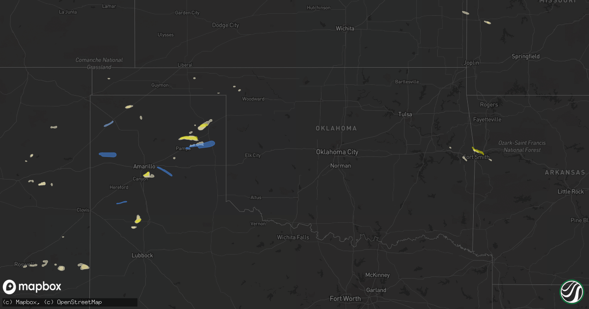Hail map in Oklahoma on May 7, 2021