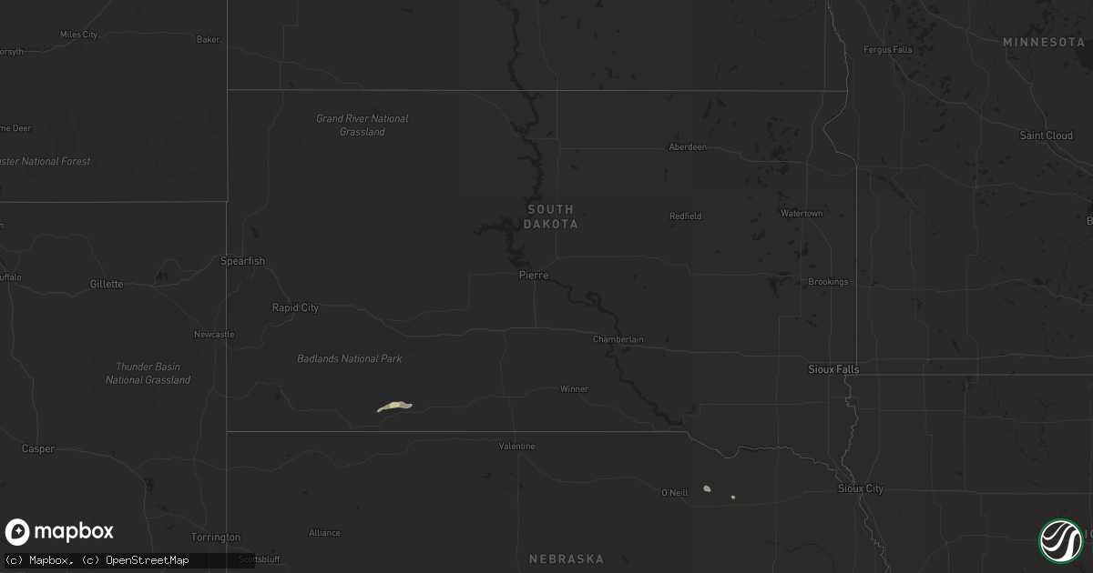 Hail map in South Dakota on May 7, 2021