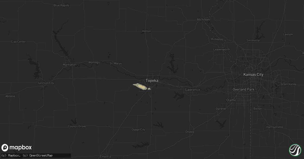 Hail map in Topeka, KS on May 7, 2021