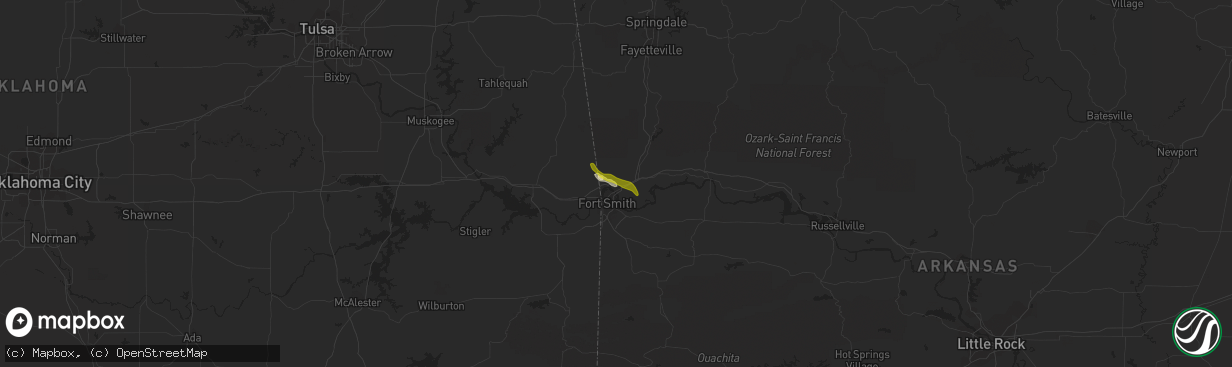 Hail map in Van Buren, AR on May 7, 2021