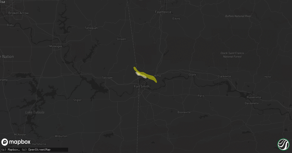 Hail map in Van Buren, AR on May 7, 2021
