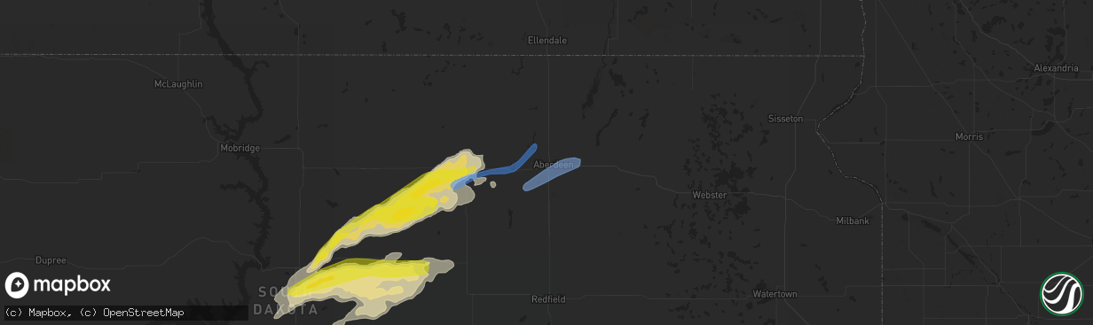 Hail map in Aberdeen, SD on May 7, 2022