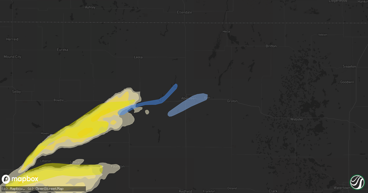 Hail map in Aberdeen, SD on May 7, 2022