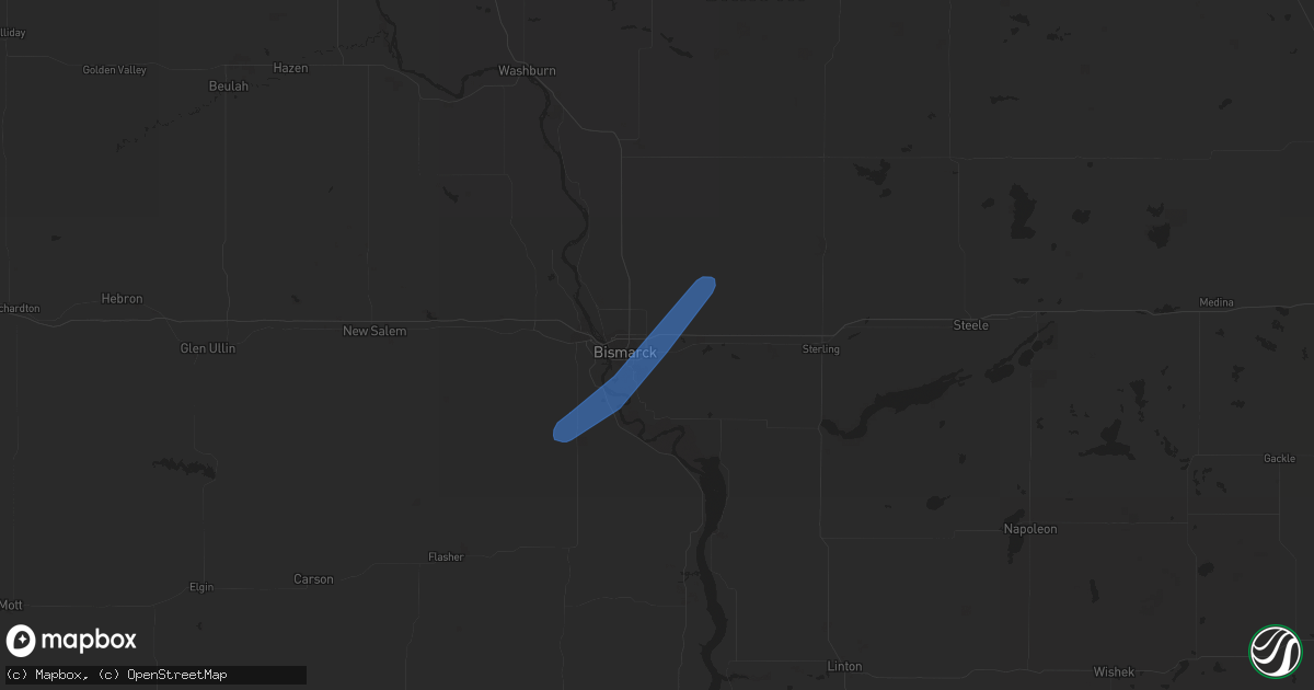 Hail map in Bismarck, ND on May 7, 2022