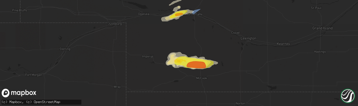 Hail map in Hayes Center, NE on May 7, 2022