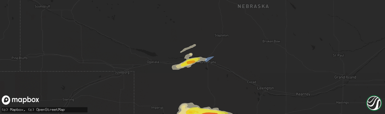 Hail map in Hershey, NE on May 7, 2022