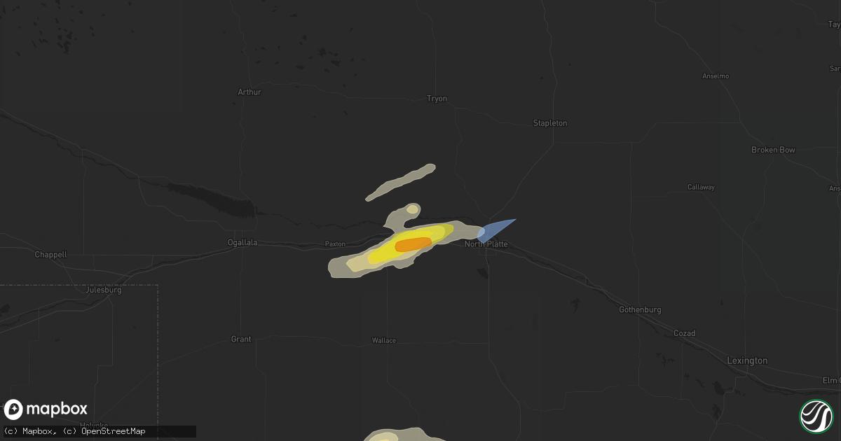 Hail map in Hershey, NE on May 7, 2022