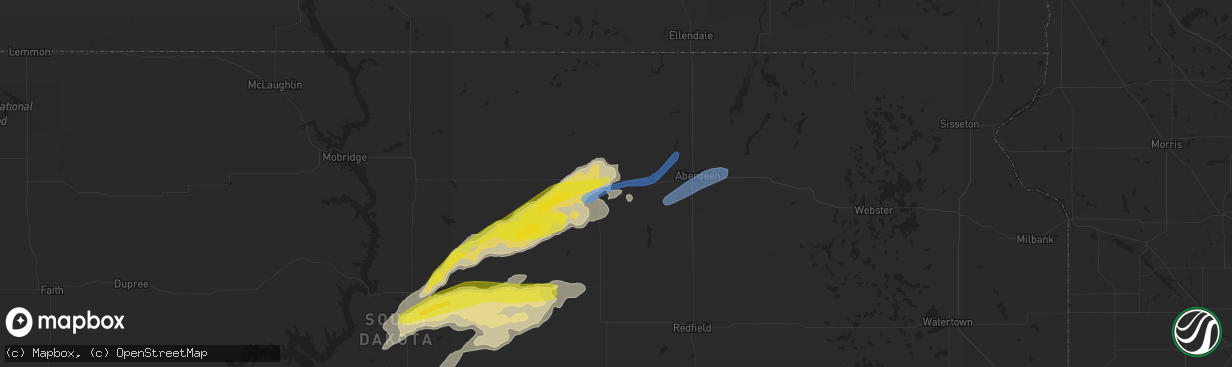 Hail map in Ipswich, SD on May 7, 2022