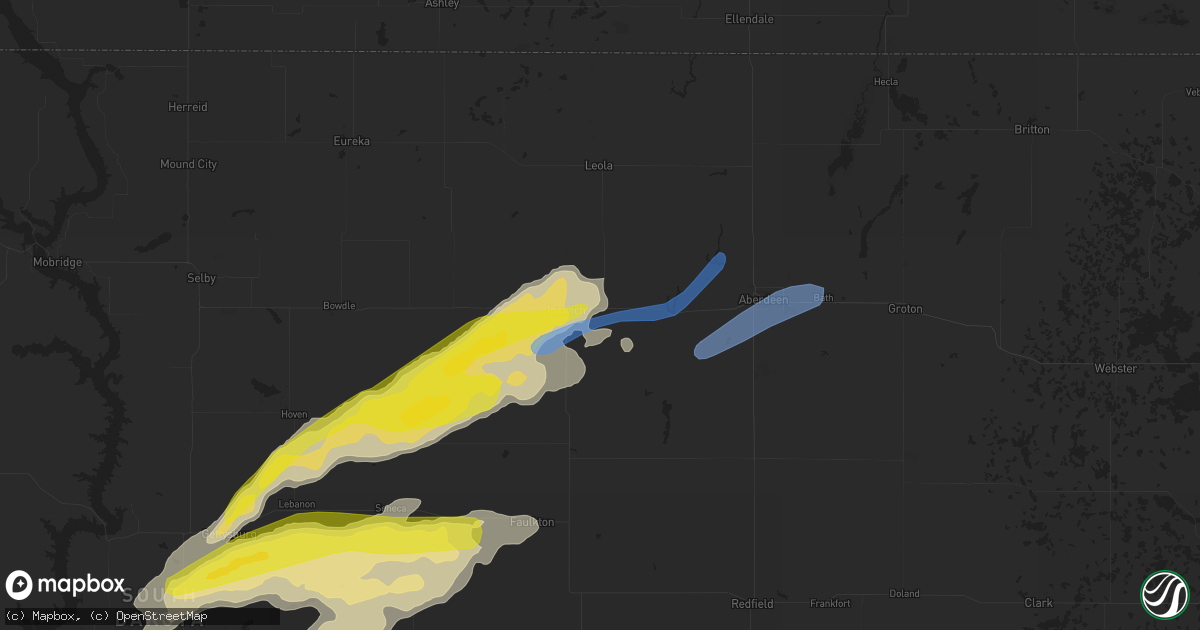 Hail map in Ipswich, SD on May 7, 2022