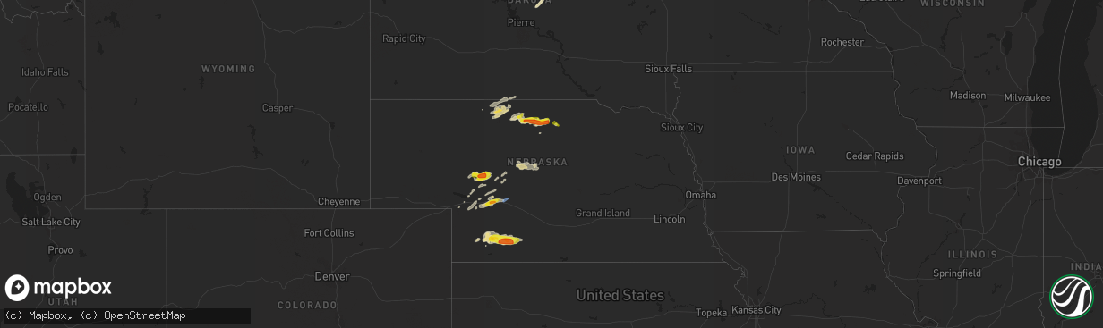 Hail map in Nebraska on May 7, 2022