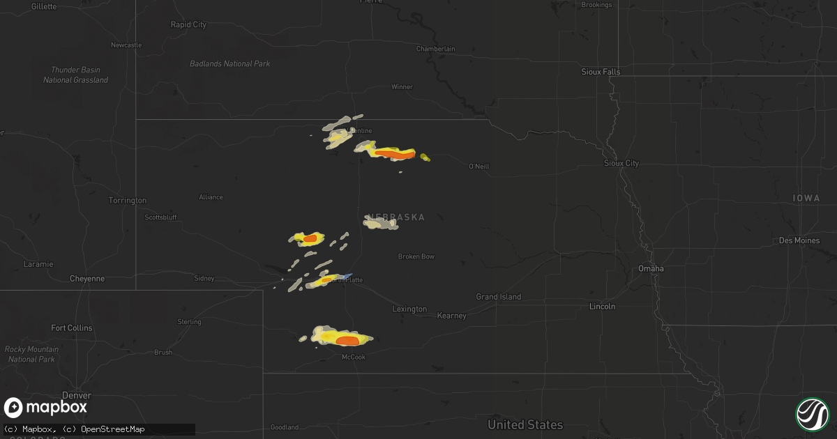 Hail map in Nebraska on May 7, 2022