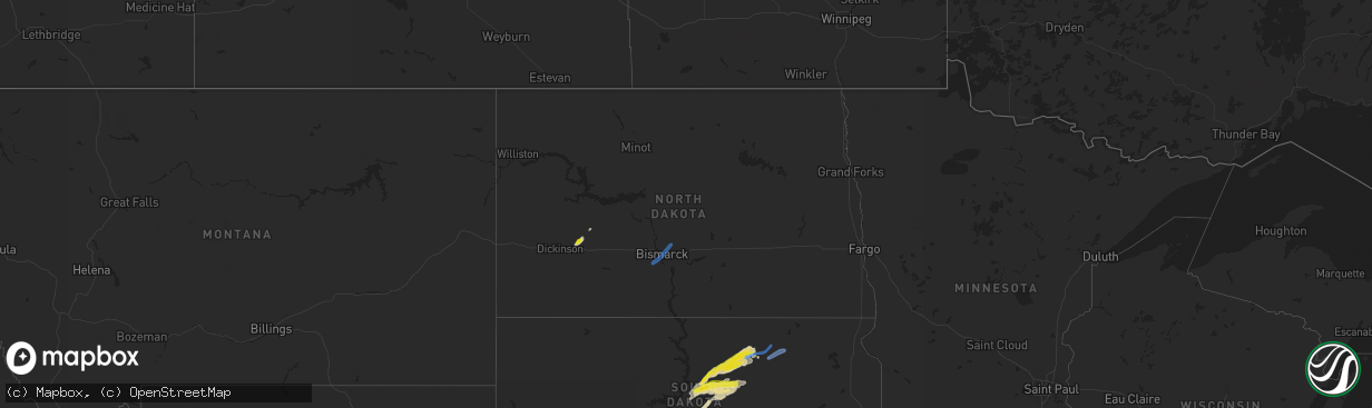 Hail map in North Dakota on May 7, 2022