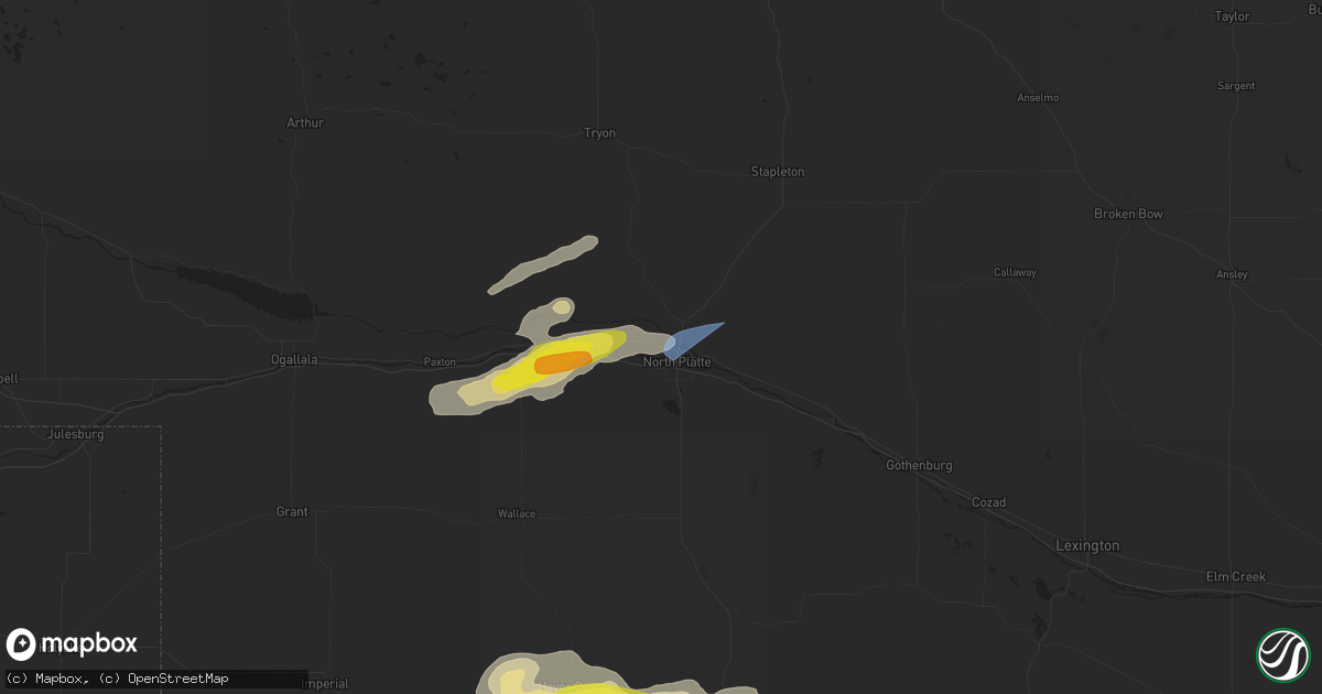 Hail map in North Platte, NE on May 7, 2022