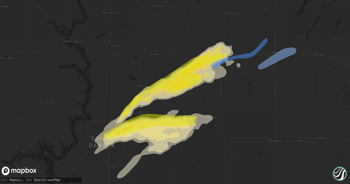 Hail map in Onaka, SD on May 7, 2022