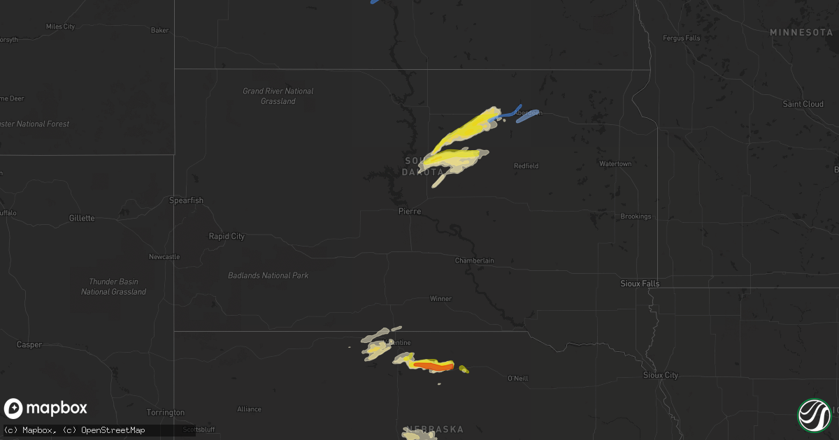 Hail map in South Dakota on May 7, 2022