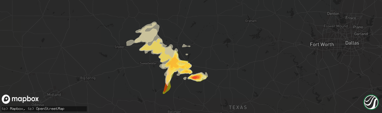 Hail map in Abilene, TX on May 7, 2023