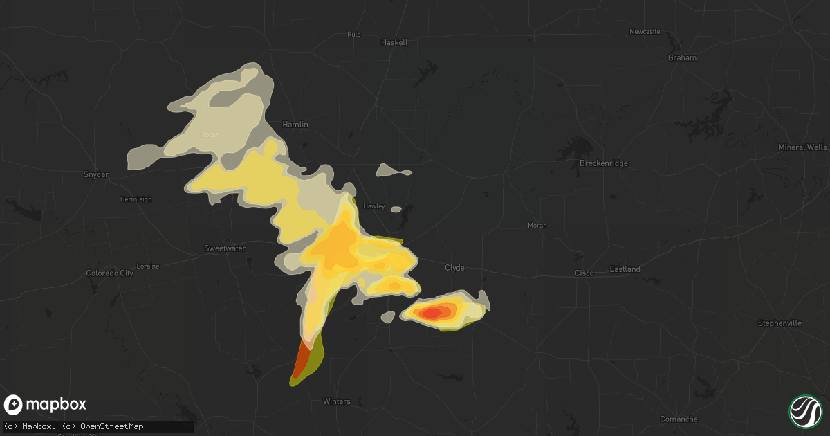 Hail map in Abilene, TX on May 7, 2023