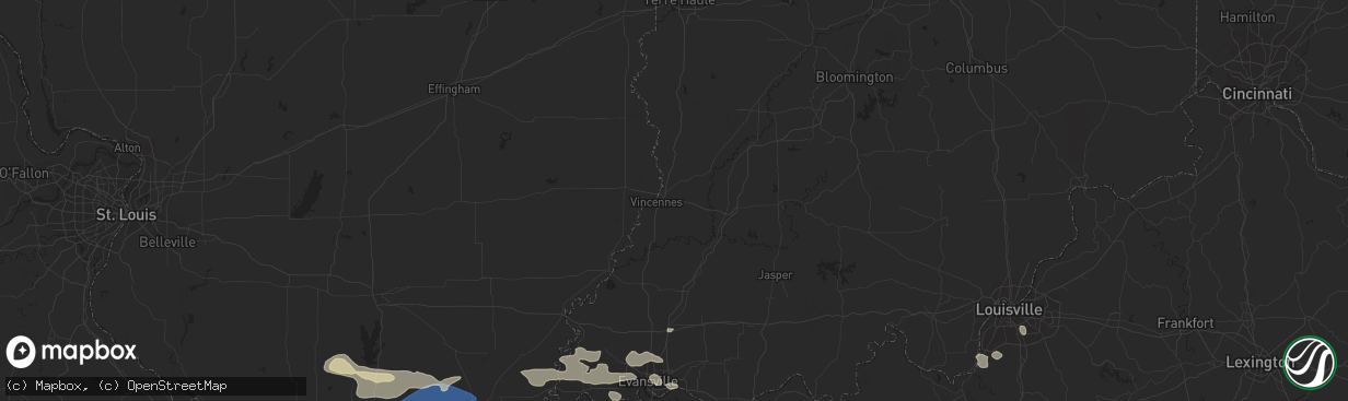 Hail map in Caneyville, KY on May 7, 2023