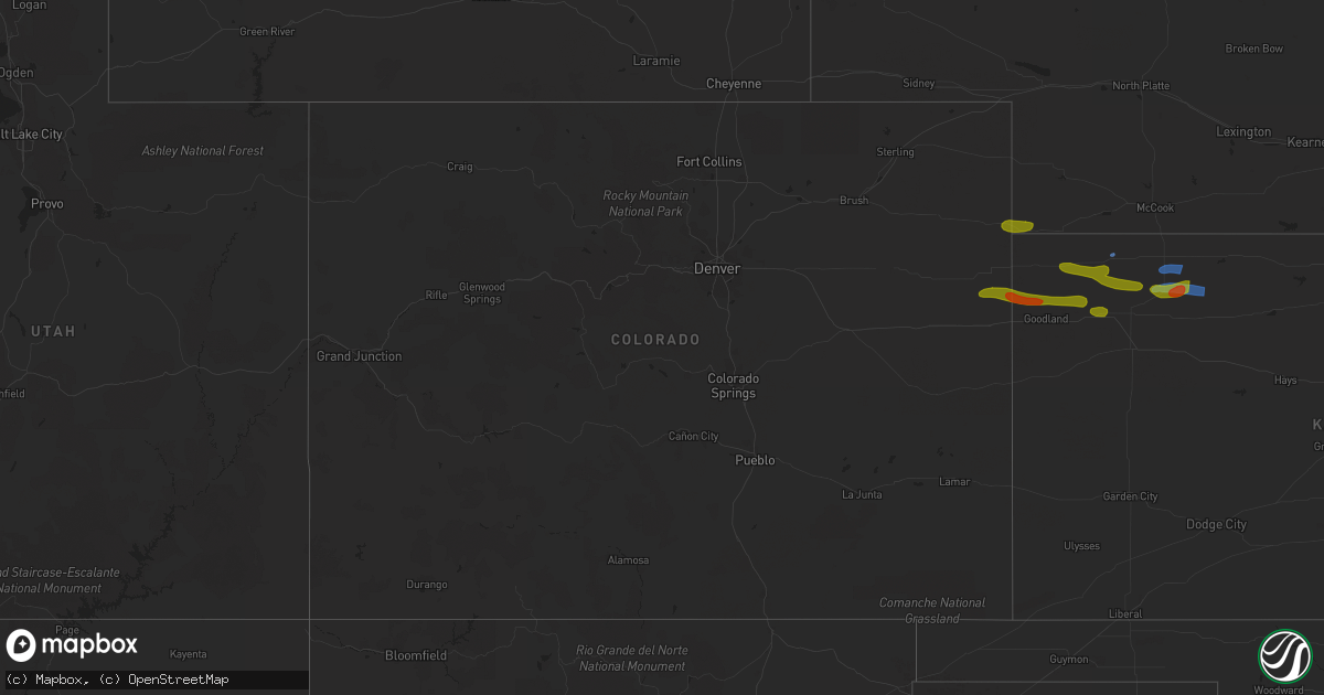 Hail map in Colorado on May 7, 2023