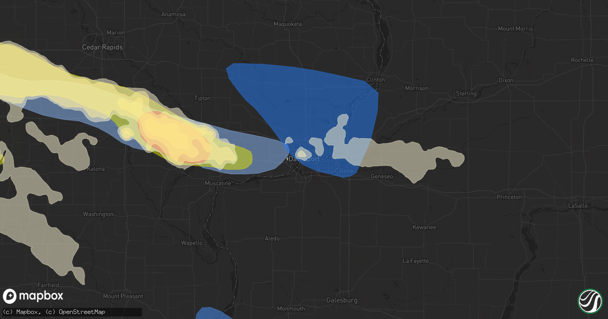 Hail map in Davenport, IA on May 7, 2023