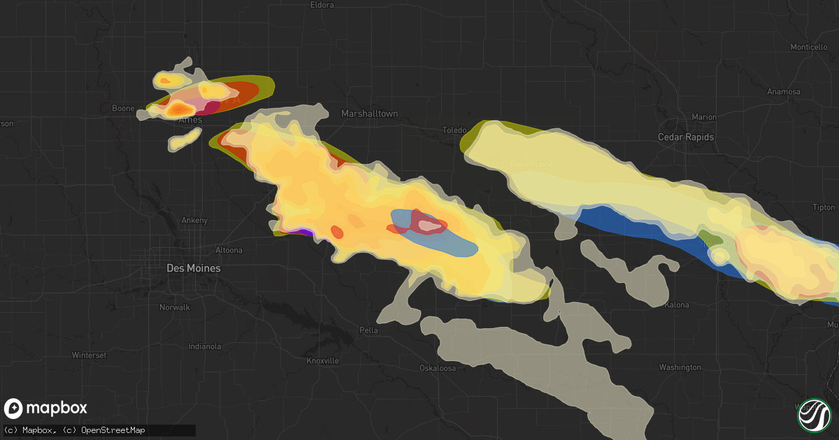 Hail map in Grinnell, IA on May 7, 2023