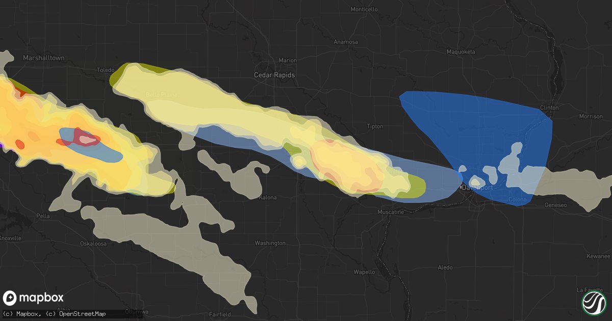 Hail map in Iowa City, IA on May 7, 2023
