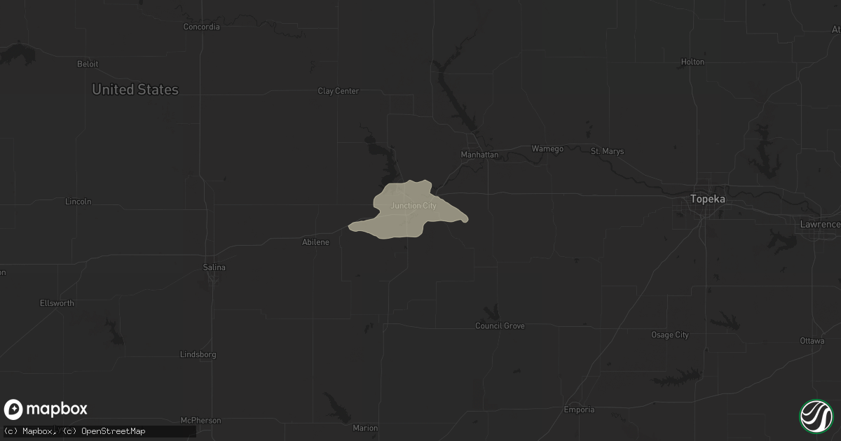 Hail map in Junction City, KS on May 7, 2023