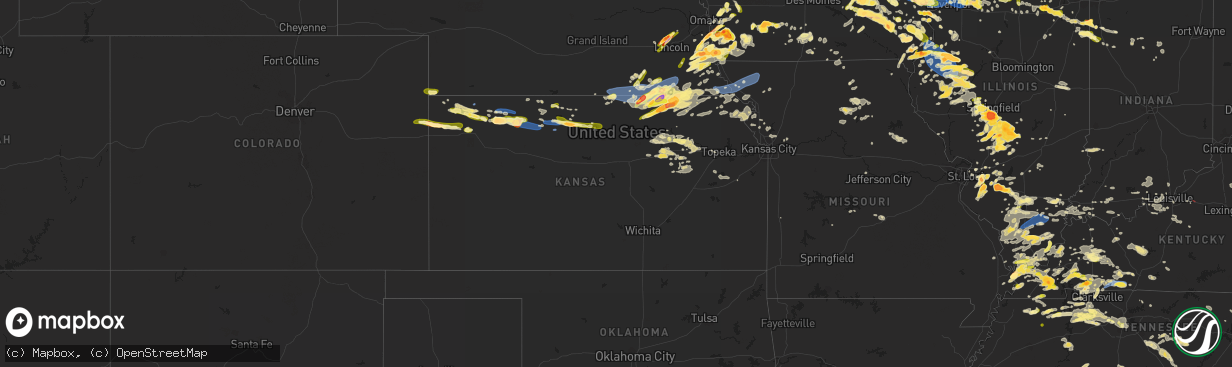 Hail map in Kansas on May 7, 2023