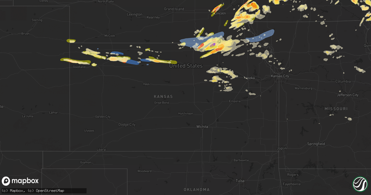 Hail map in Kansas on May 7, 2023