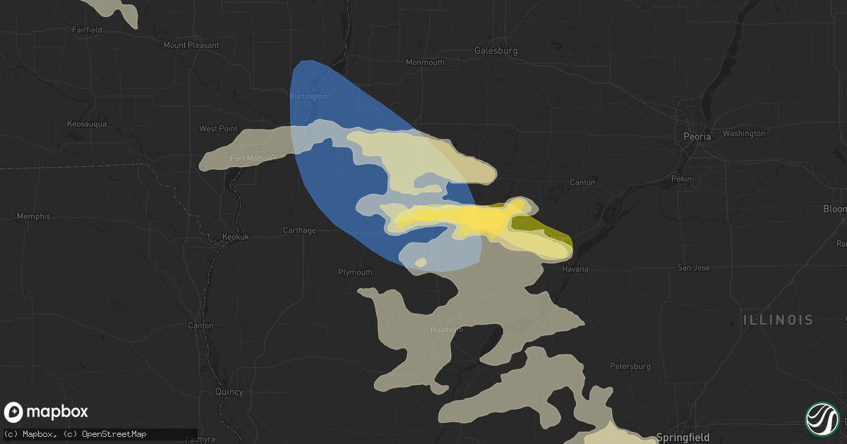 Hail map in Macomb, IL on May 7, 2023
